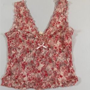 Floral Lace Camisole - Pink and Red-NWT-SzMed